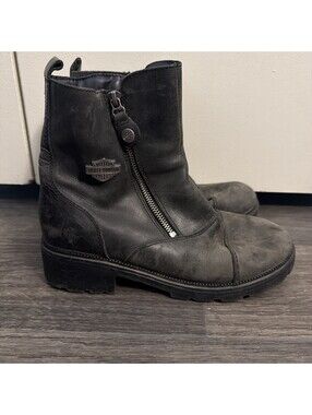 Harley Davidson Amherst Women's Size 8.5 M Black Leather Motorcycle Boots D84236